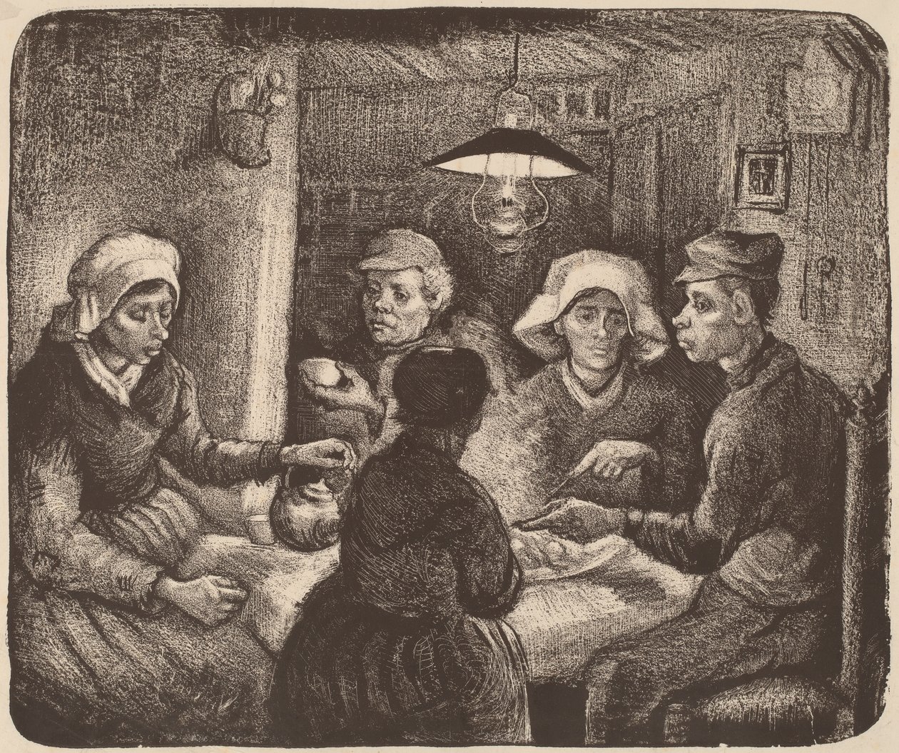 Comedores de batata, 1885 (litografia em marrom escuro) de Vincent van Gogh
