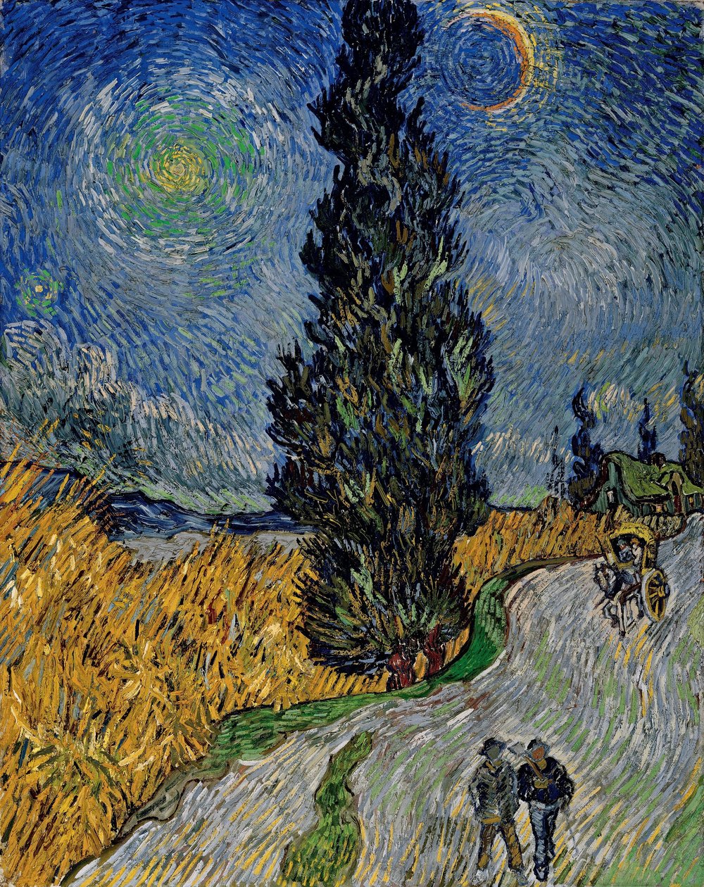 Estrada com ciprestes e uma estrela de Vincent van Gogh