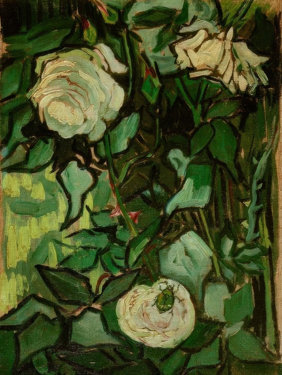 Rosas e um besouro de Vincent van Gogh