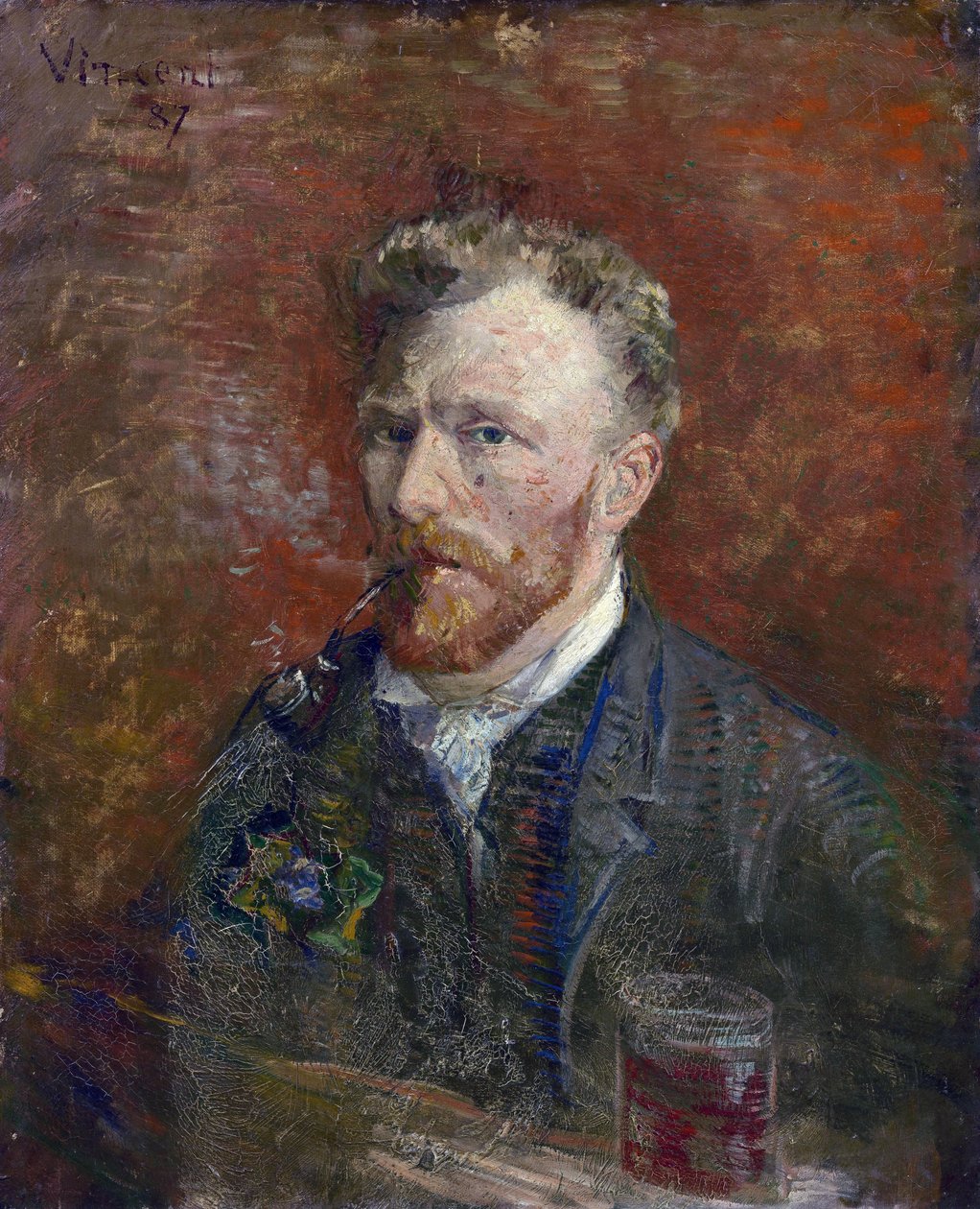 Auto-retrato com Glass par Gogh, Vincent, van (1853-1890). Óleo sobre tela, tamanho : 61x50,2 de Vincent van Gogh