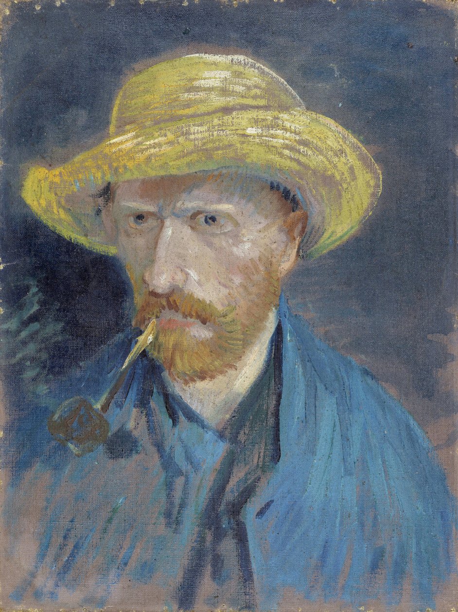 Auto-retrato com Chapéu de Palha e Cachimbo par Gogh, Vincent, van (1853-1890). Óleo sobre tela, tamanho : 42,5x32,1 de Vincent van Gogh