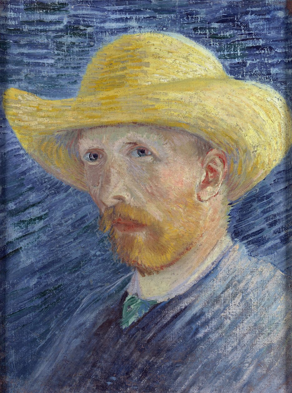 Auto-retrato com Chapéu de Palha par Gogh, Vincent, van (1853-1890). Óleo sobre tela, tamanho : 41,8x31,5 de Vincent van Gogh