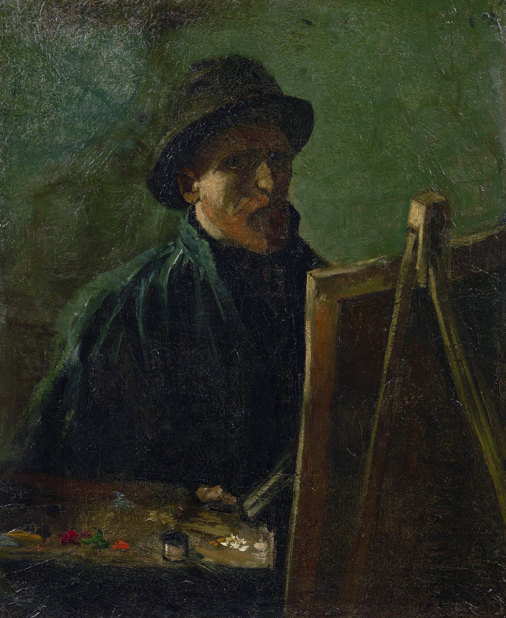 Auto-retrato no cavalete par Gogh, Vincent, van (1853-1890). Óleo sobre tela, tamanho : 46,5x38,5 de Vincent van Gogh