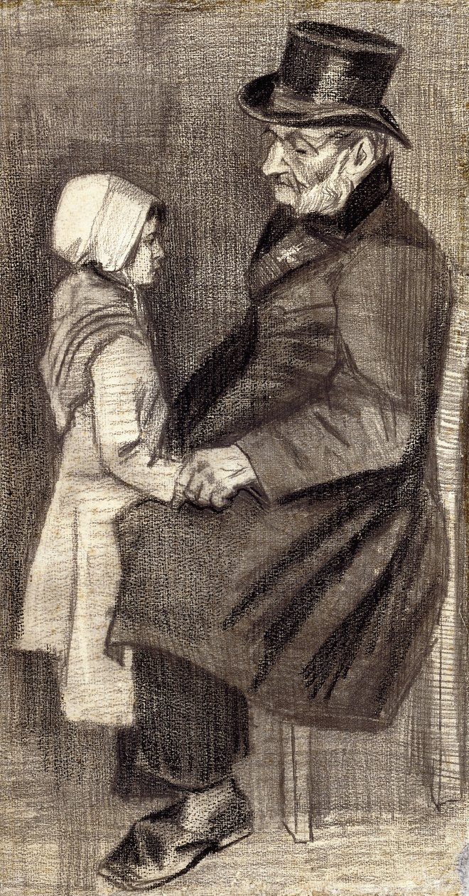 Homem sentado com menina; Homem sentado com Fillete, 1882 de Vincent van Gogh