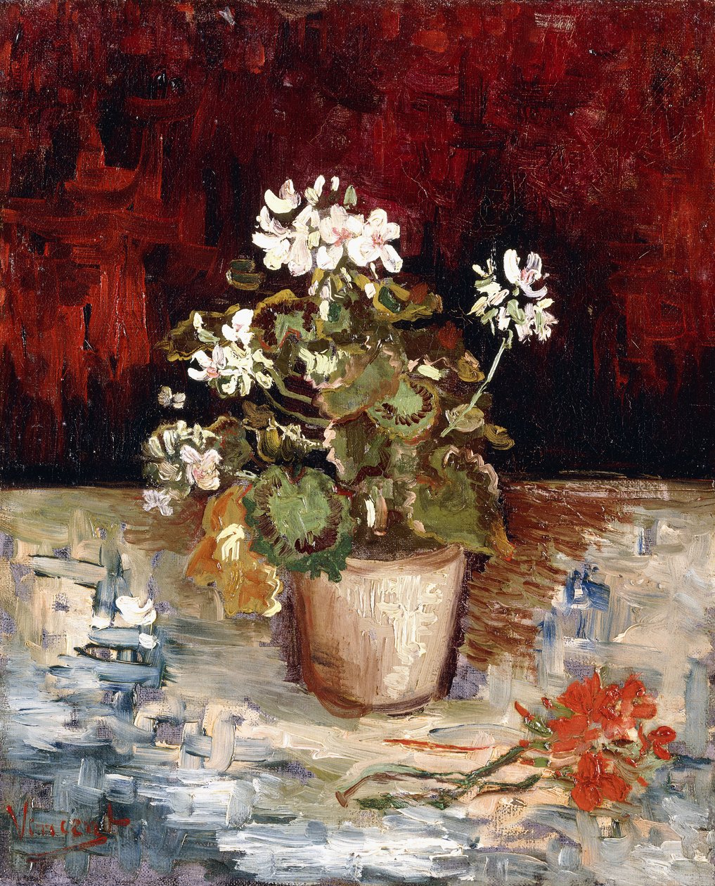 Pote de gerânios de natureza morta, 1886 de Vincent van Gogh