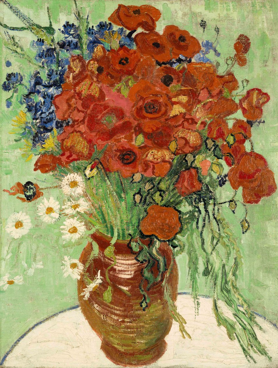 Ainda vida, vaso com margaridas e papoilas, 1890 de Vincent van Gogh