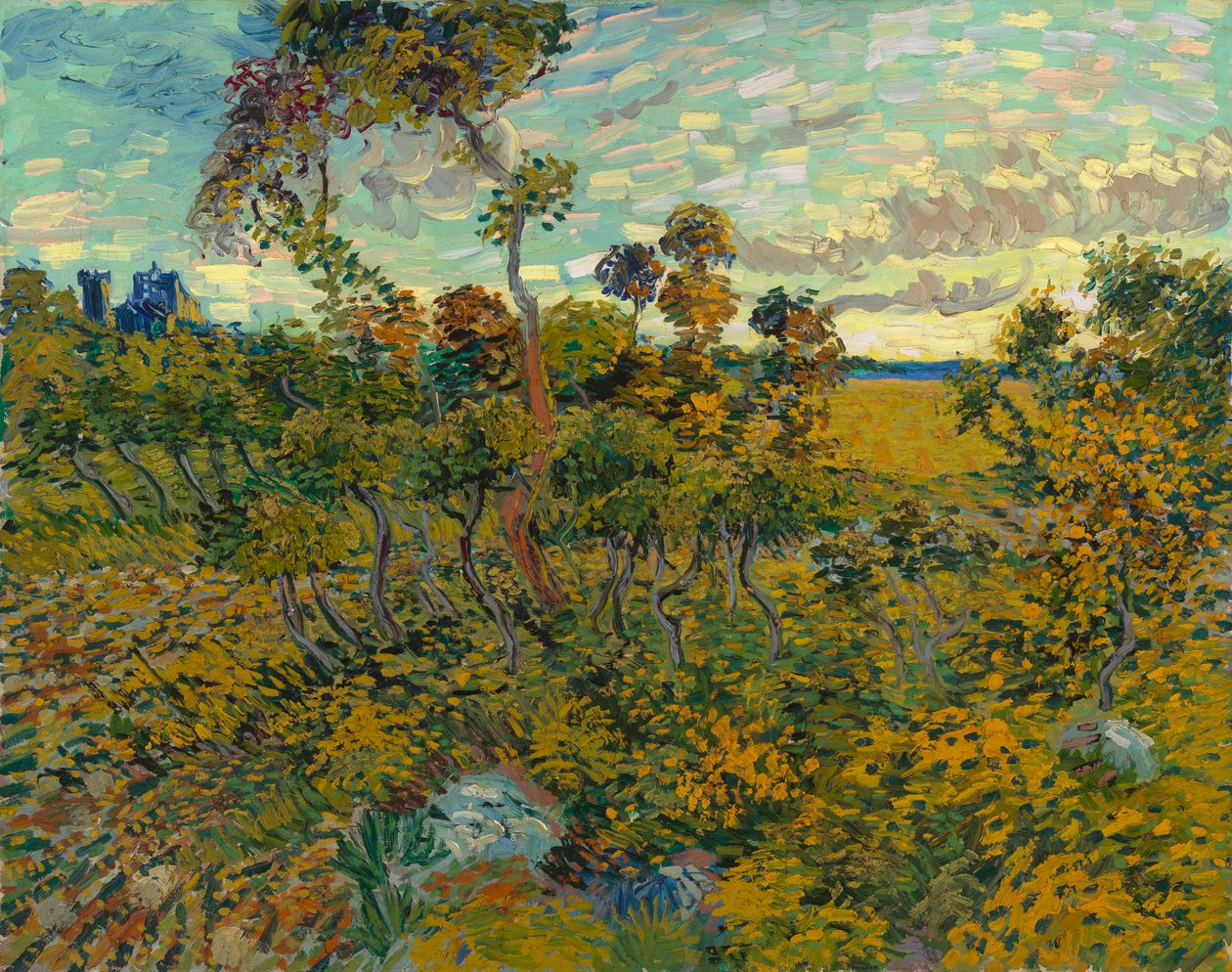 Pôr do sol em Montmajour de Vincent van Gogh