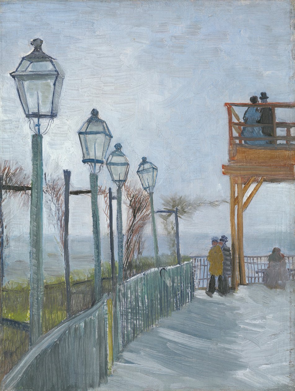 Terraço e deck de observação no Moulin de Blute-Fin, Montmartre, início de 1887. de Vincent van Gogh