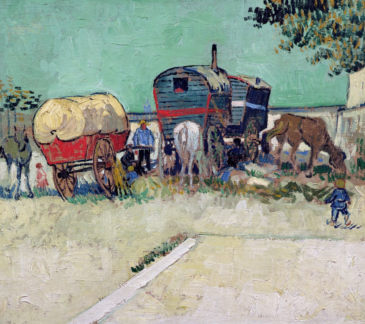 As caravanas, acampamento cigano perto de Arles de Vincent van Gogh