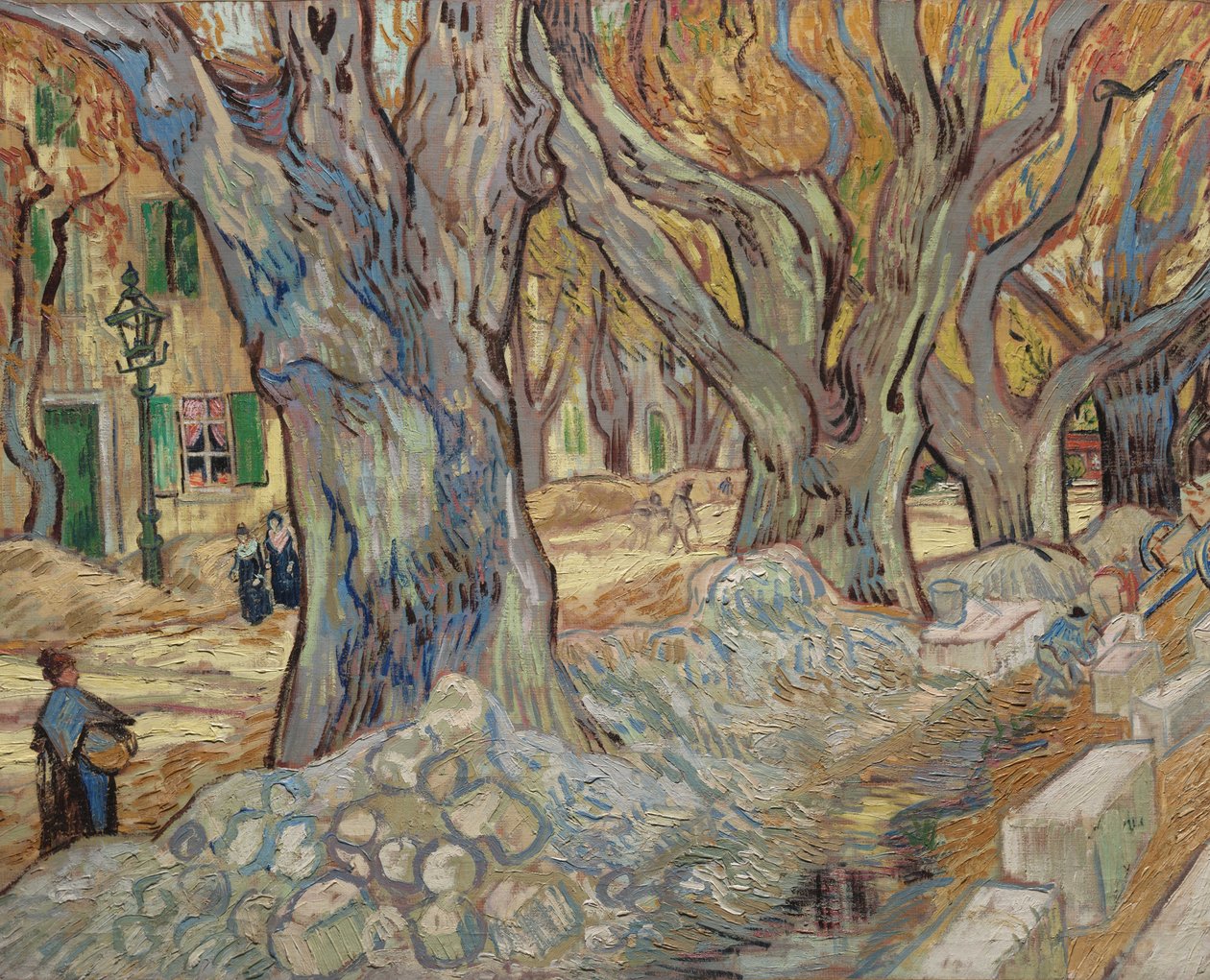 As grandes árvores planas, ou estrada Menders em Saint-Rémy, 1889 de Vincent van Gogh