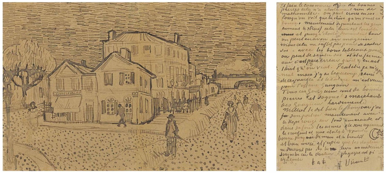 The Yellow House A rua, Carta a Arles, sábado, 29 de setembro de 1888 de Vincent van Gogh