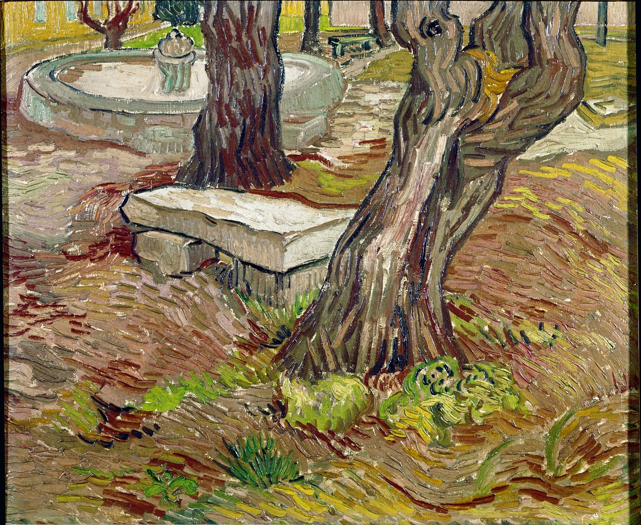 O parque do asilo Saint Paul (São Paulo) em Saint-Remy (Saint Remy) ou Bench de Pierre. Pintura de Vincent Van Gogh (1853-1890) de Vincent van Gogh