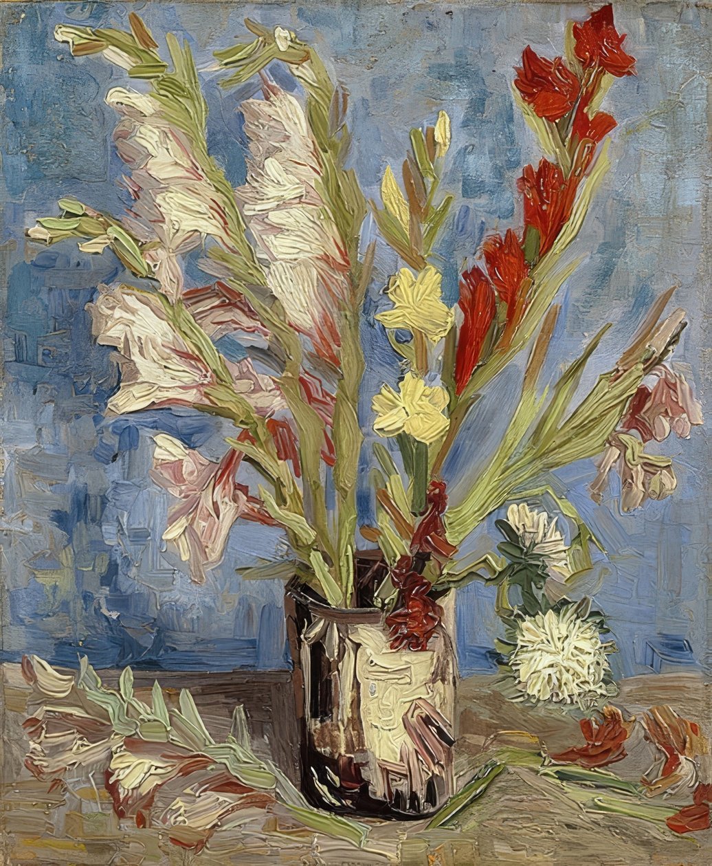 Vaso com gladíolo e ásteres. 1886 de Vincent van Gogh