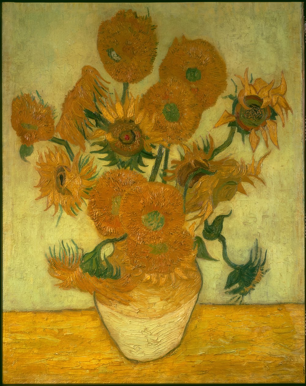 Quatro dez girassóis em um vaso de Vincent van Gogh