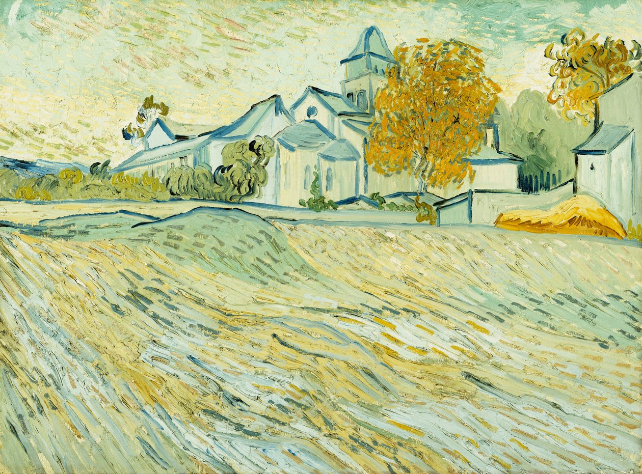 Vista da Capela de Asilo e Saint-Remy; Vista do asilo e da capela de Saint-Remy, 1889 de Vincent van Gogh