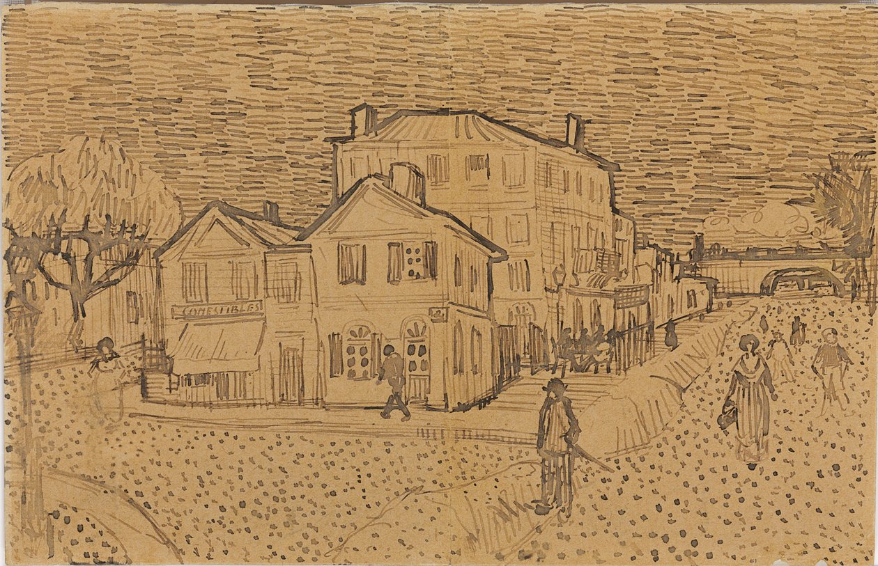 Casa de Vincent em Arles, de uma carta a seu irmão Theo, executada em Arles, 1888 de Vincent van Gogh