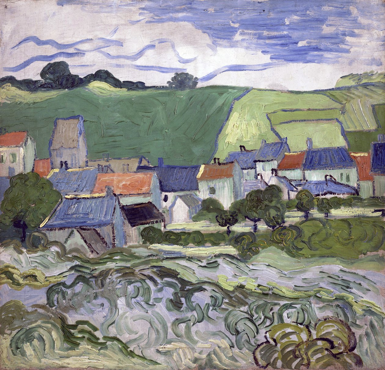 Vista de Auvers sur Oise (Auvers-sur-Oise) (França) - Pintura de Vincent van Gogh (1853-1890), óleo sobre tela de Vincent van Gogh