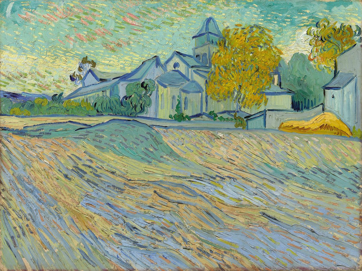 Vista do asilo e da capela de Saint-Remy, 1889 de Vincent van Gogh