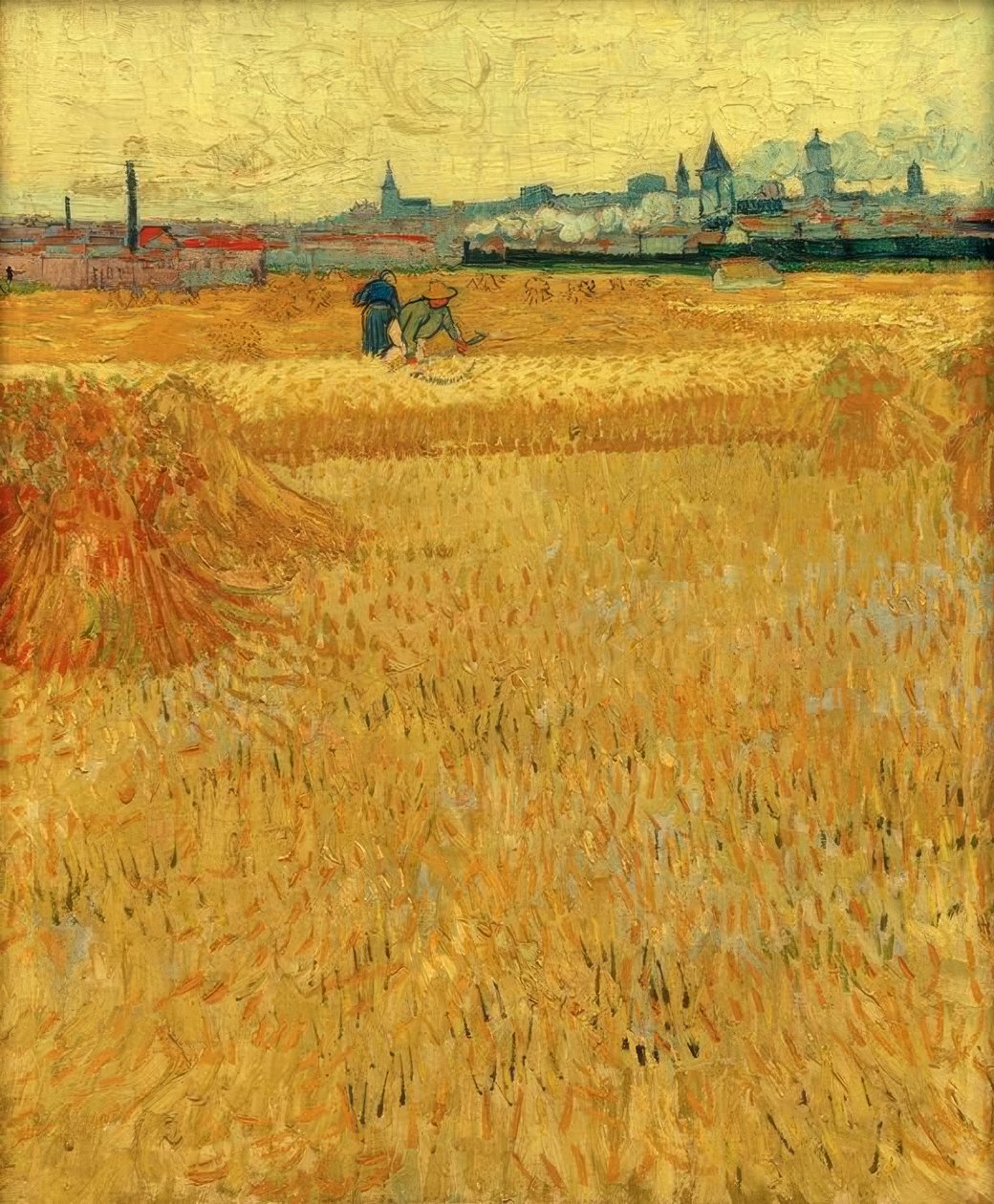 Campo de trigo com vista para Arles de Vincent van Gogh