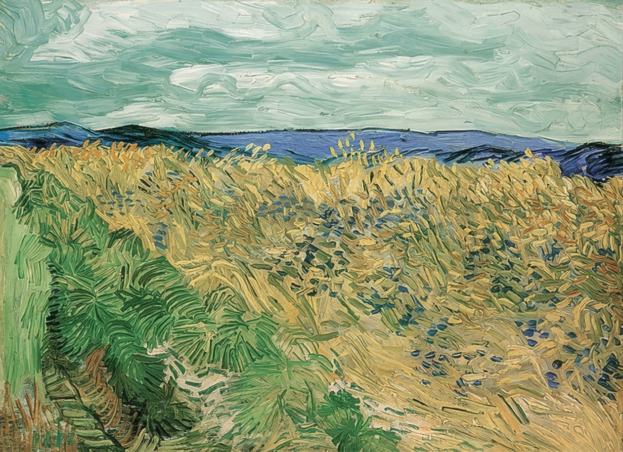 Campo de trigo com flores, Auvers-sur-Oise. 1890 de Vincent van Gogh
