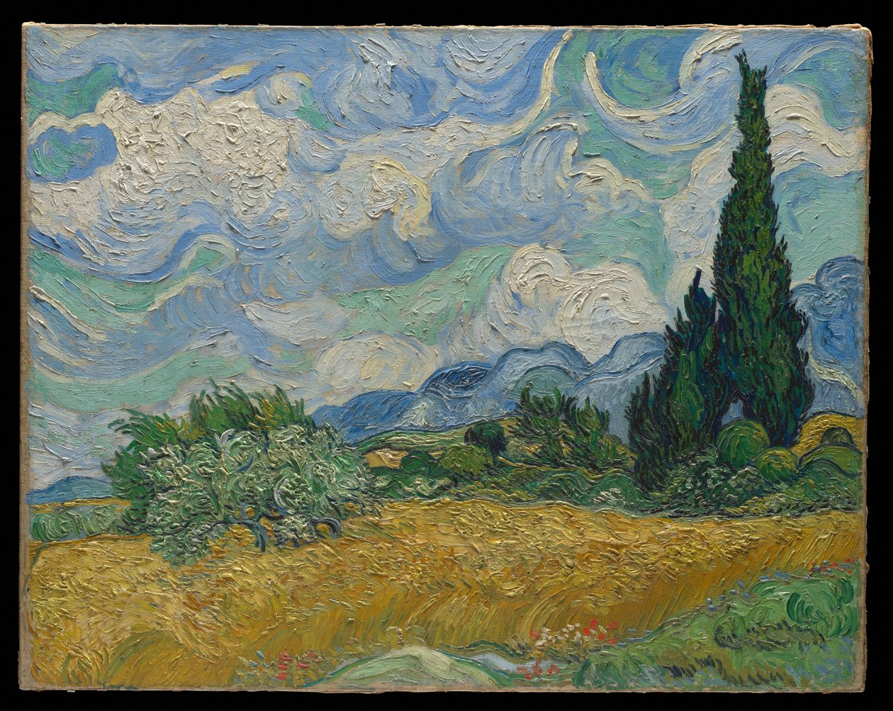 Campo de trigo com ciprestes de Vincent van Gogh