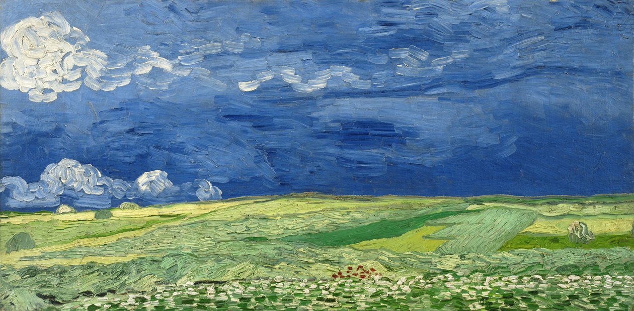 Campo de trigo sob nuvens de trovoada, 1890 de Vincent van Gogh