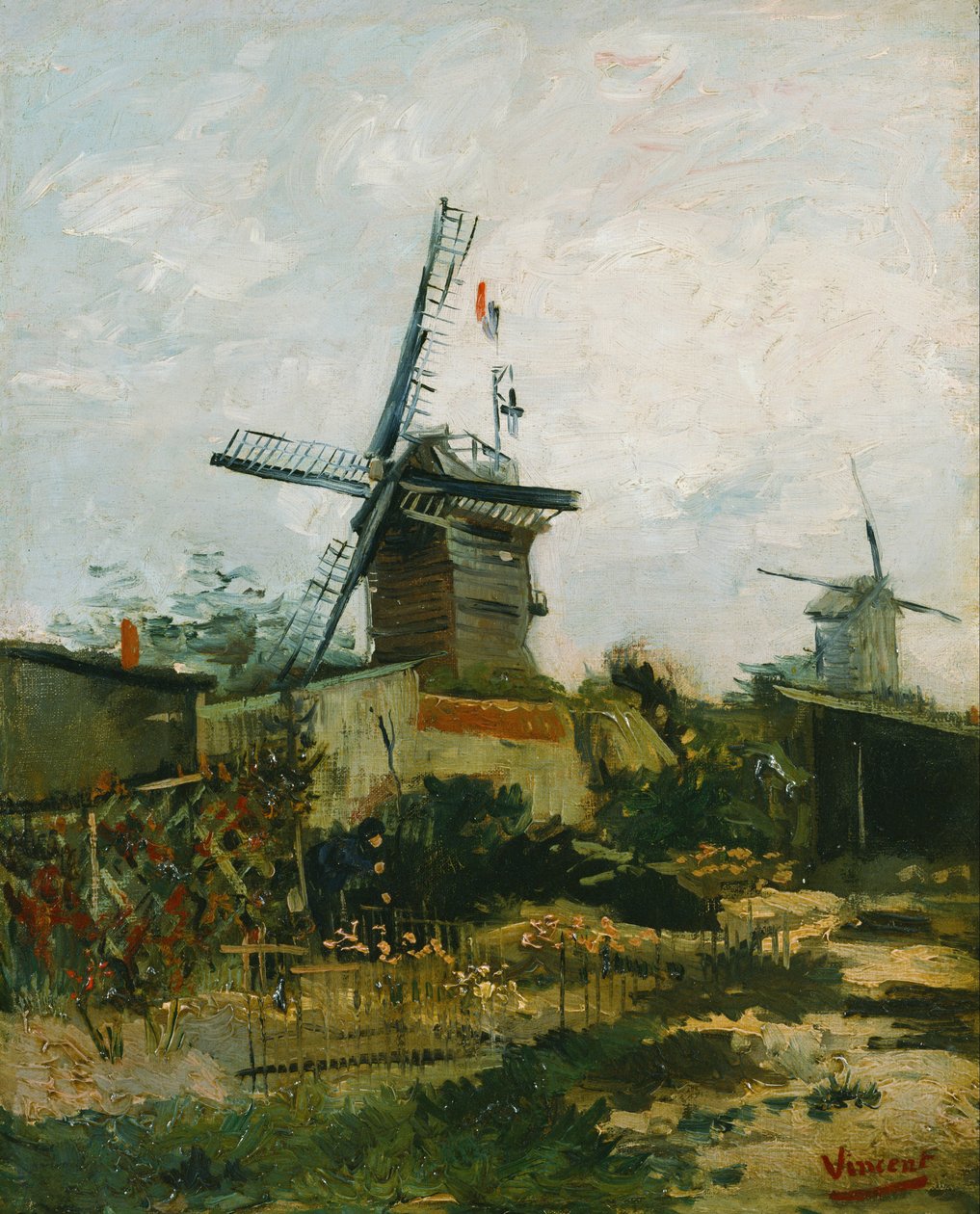 Moinhos de vento em Montmartre de Vincent van Gogh
