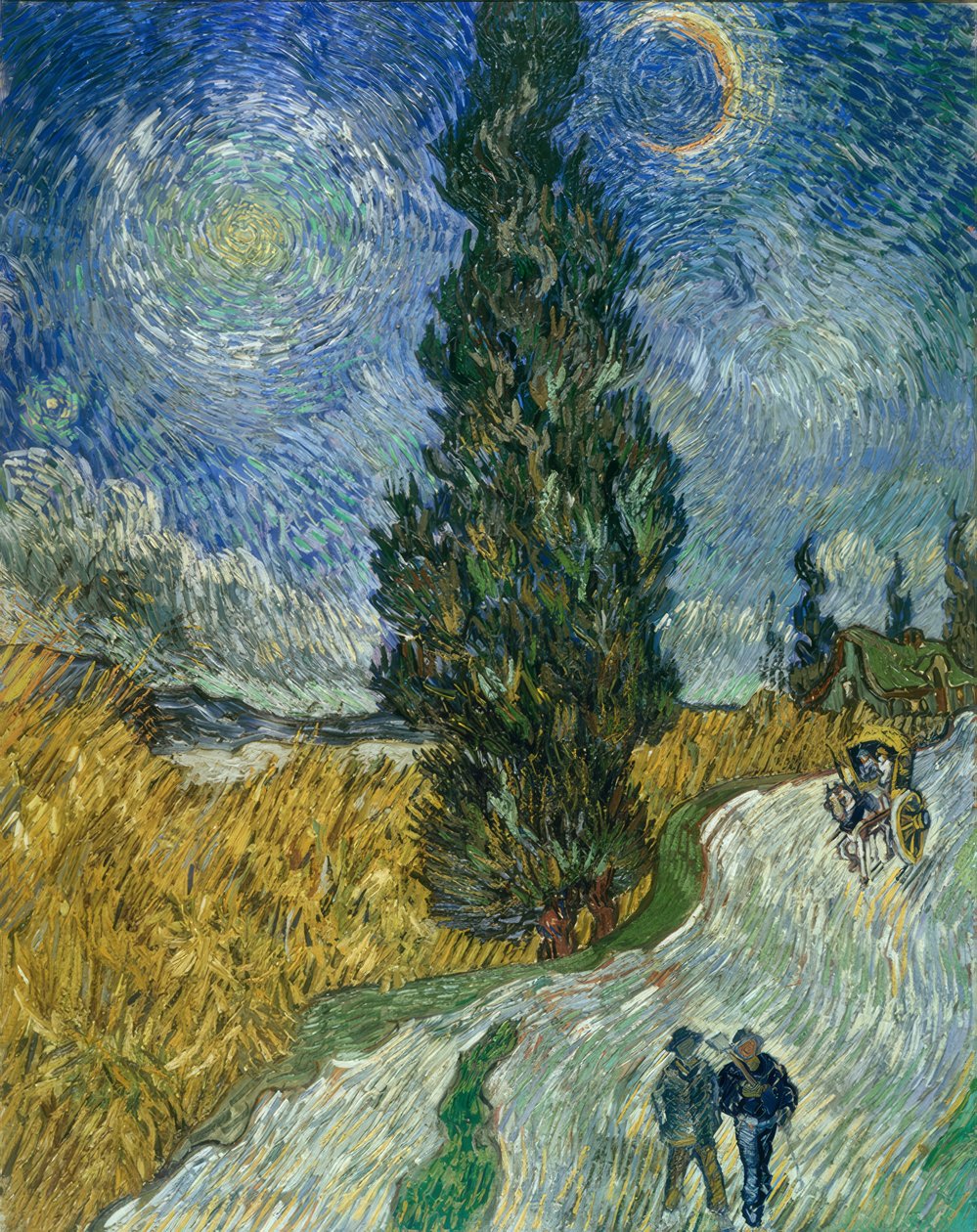 Caminho de cipreste sob o céu estrelado de Vincent van Gogh