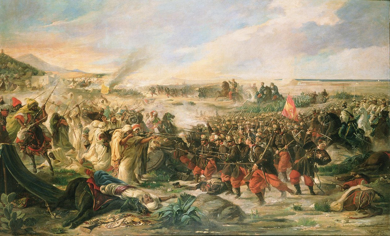 A Batalha de Tetuão em 1860, 1870 de Vincente Gonzalez Palmaroli