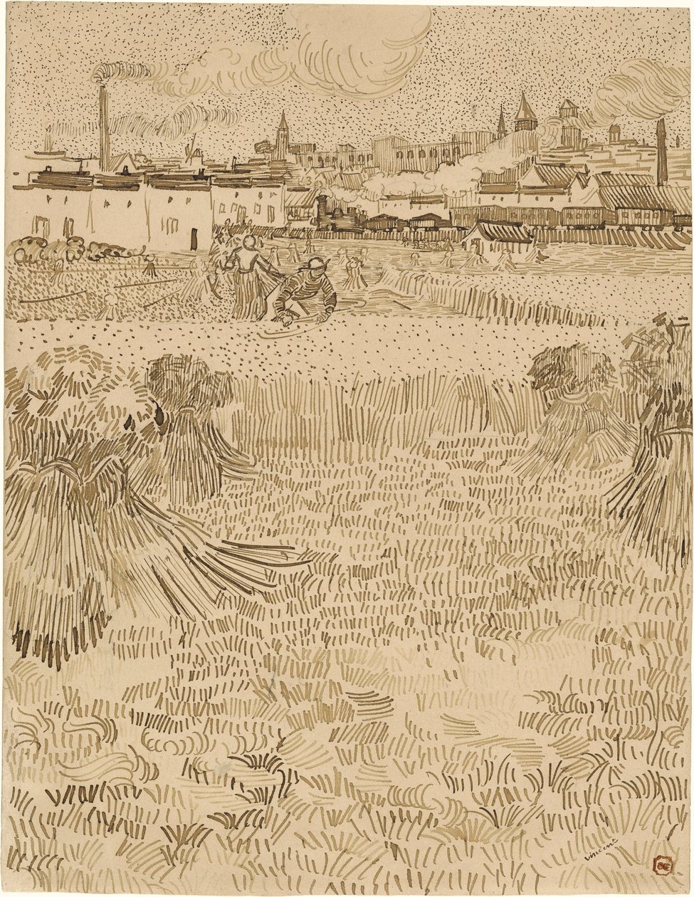 Arles. Vista dos campos de trigo (1888) de Vincent van Gogh