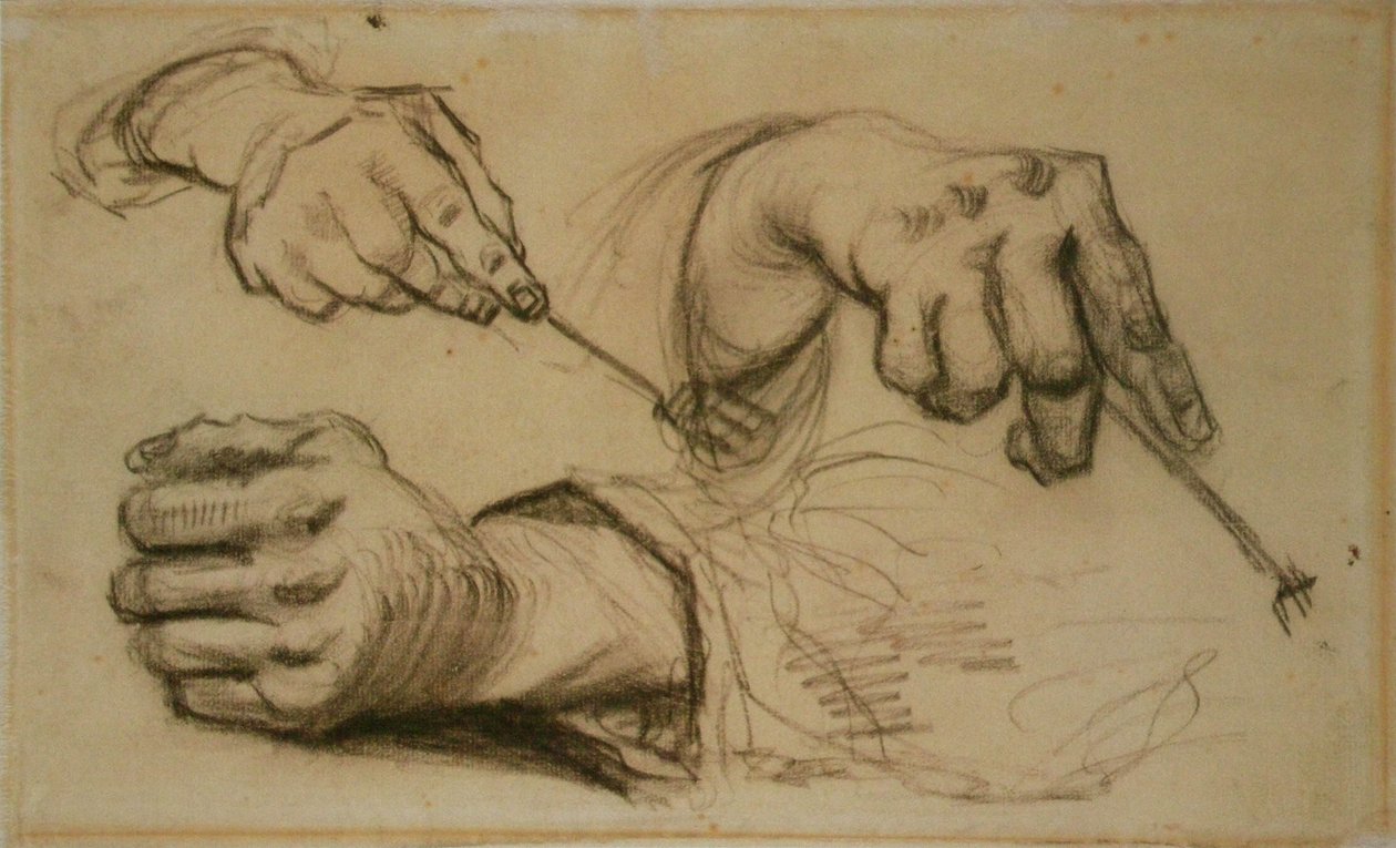 Estudo, três mãos, dois garfos de retenção F 1161r JH 746 de Vincent van Gogh