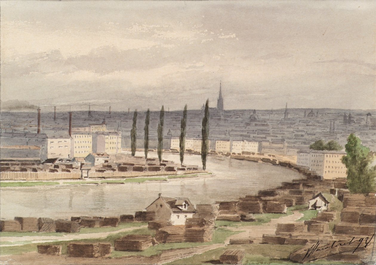 O Canal do Danúbio em Viena de Vincenz Havlicek
