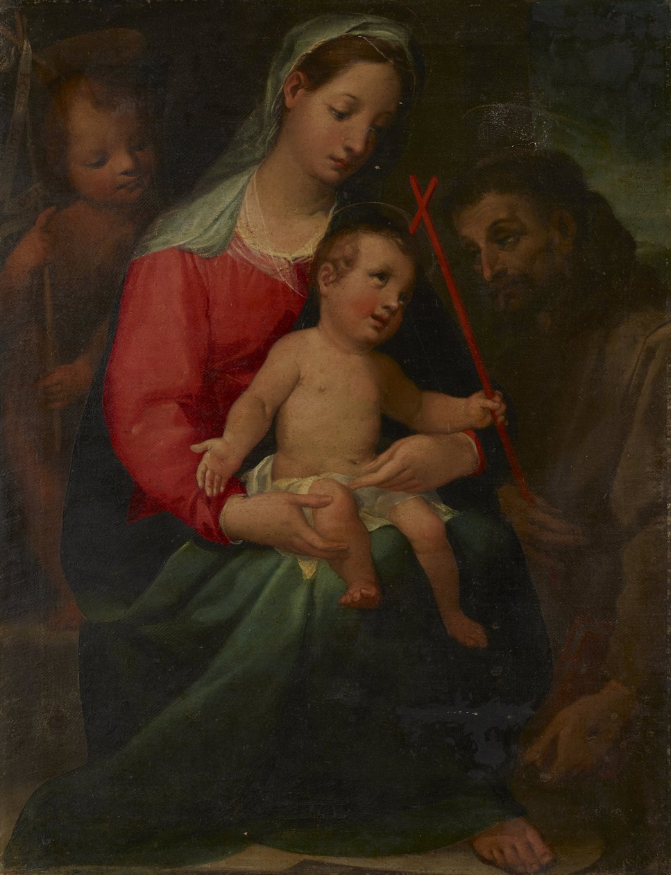 Madonna e criança com o infante São João Batista e São Francisco de Vincenzo Rustici