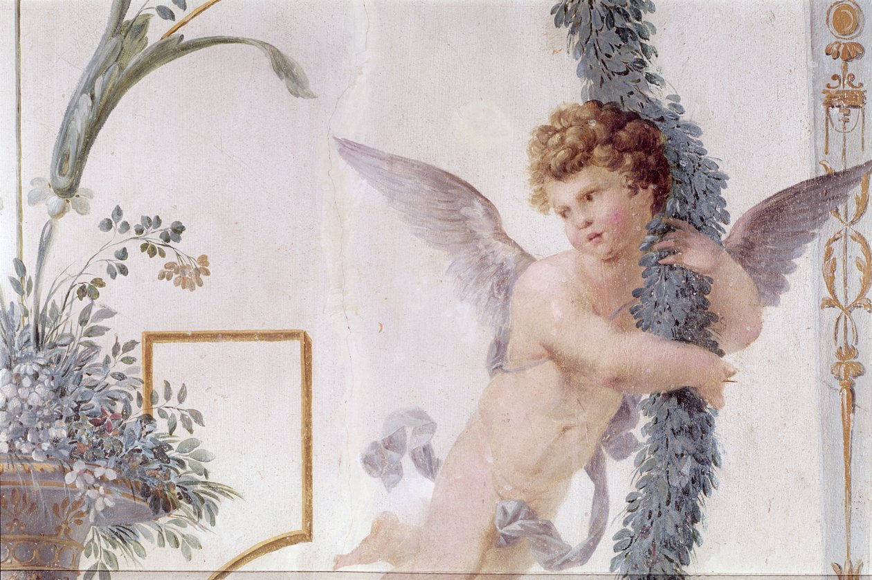 Detalhe da decoração da Sala de Música Pompeia, 1777-80 de Vincenzo Valdre