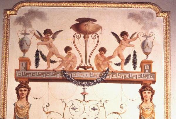 Detalhe da parede da sala de música de Pompeia, 1777-80 de Vincenzo Valdre
