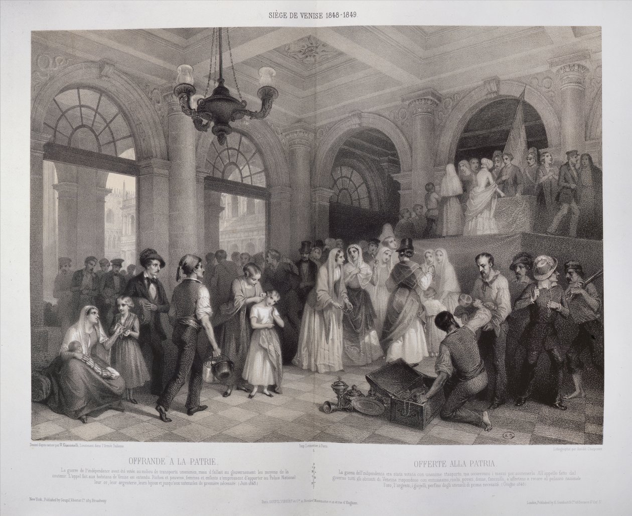 Mulheres dando suas jóias para ajudar a revolução durante o cerco de Veneza em 1848-9 de Vincenzo after Giacomelli