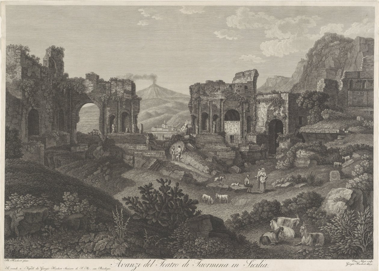 Teatro de Taormina Sobras do teatro de Taormina na Sicília (título no objeto) de Vincenzo Alloja