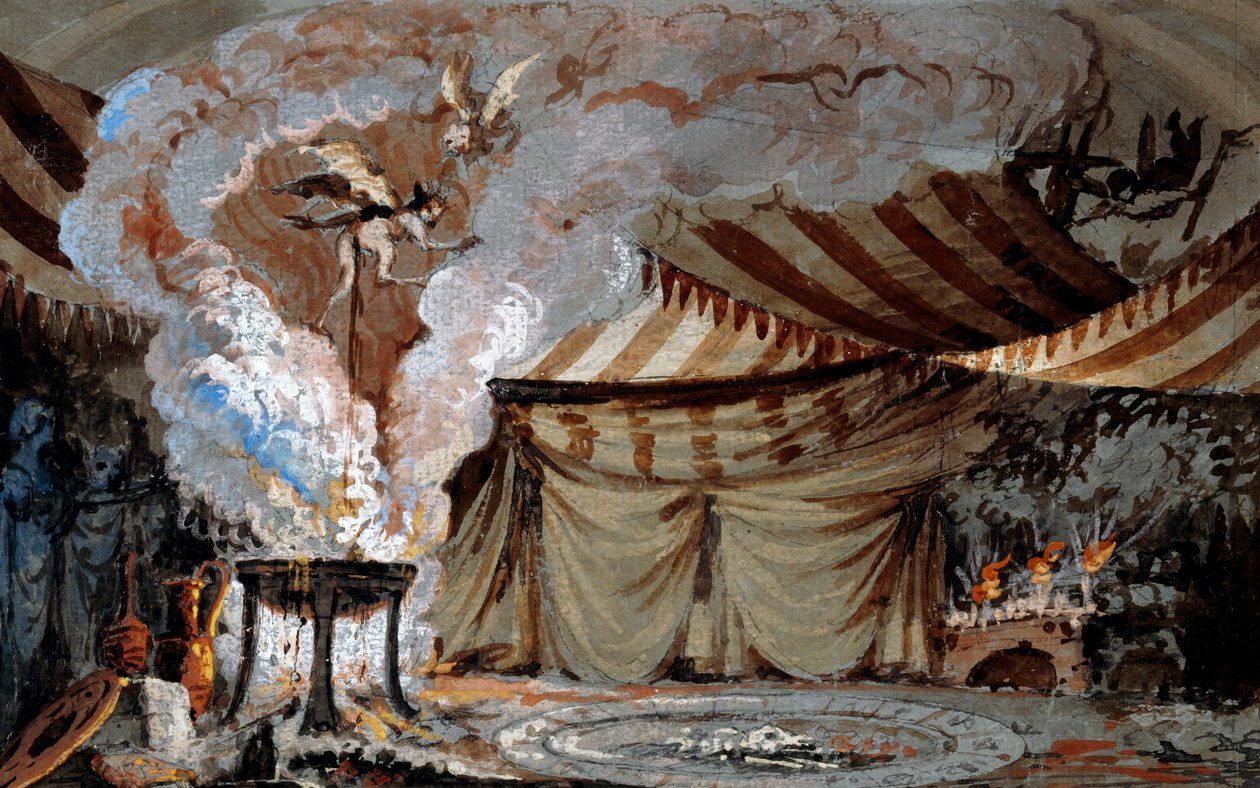 Esboço para o cofre no Teatro Sociale de Bergamo (aguarela) de Vincenzo Bonomini