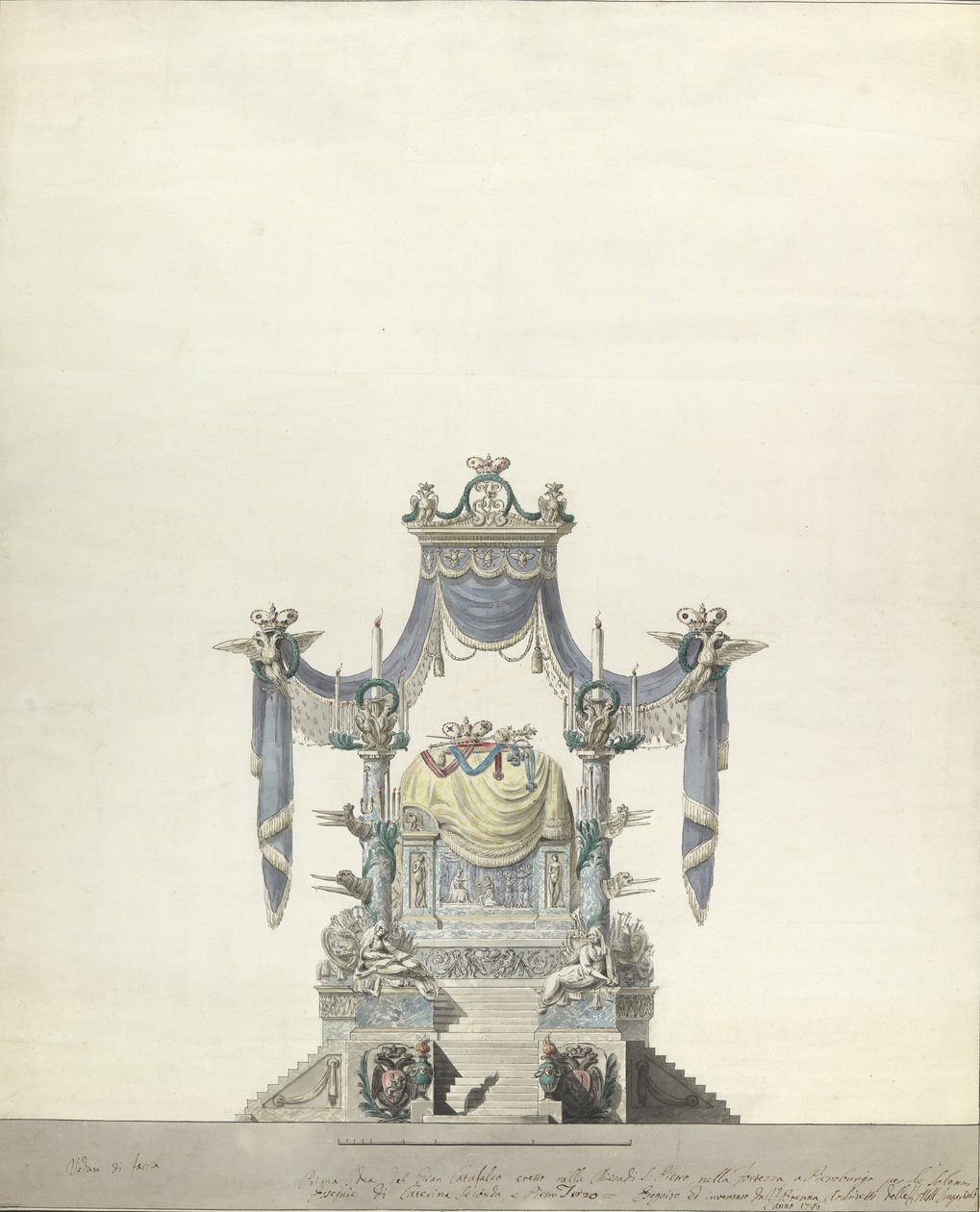 Catafalco para a Imperatriz Catarina, a Grande da Rússia Elevação da Frente., 1796. de Vincenzo Brenna
