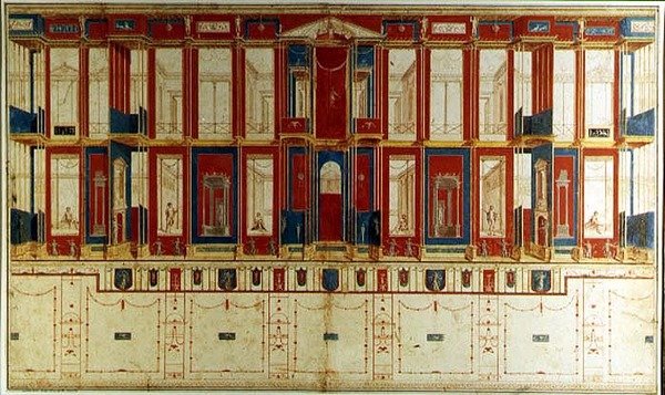 Decorações da Parede Pompeiana (aguarela e guache sobre papel) de Vincenzo Brenna