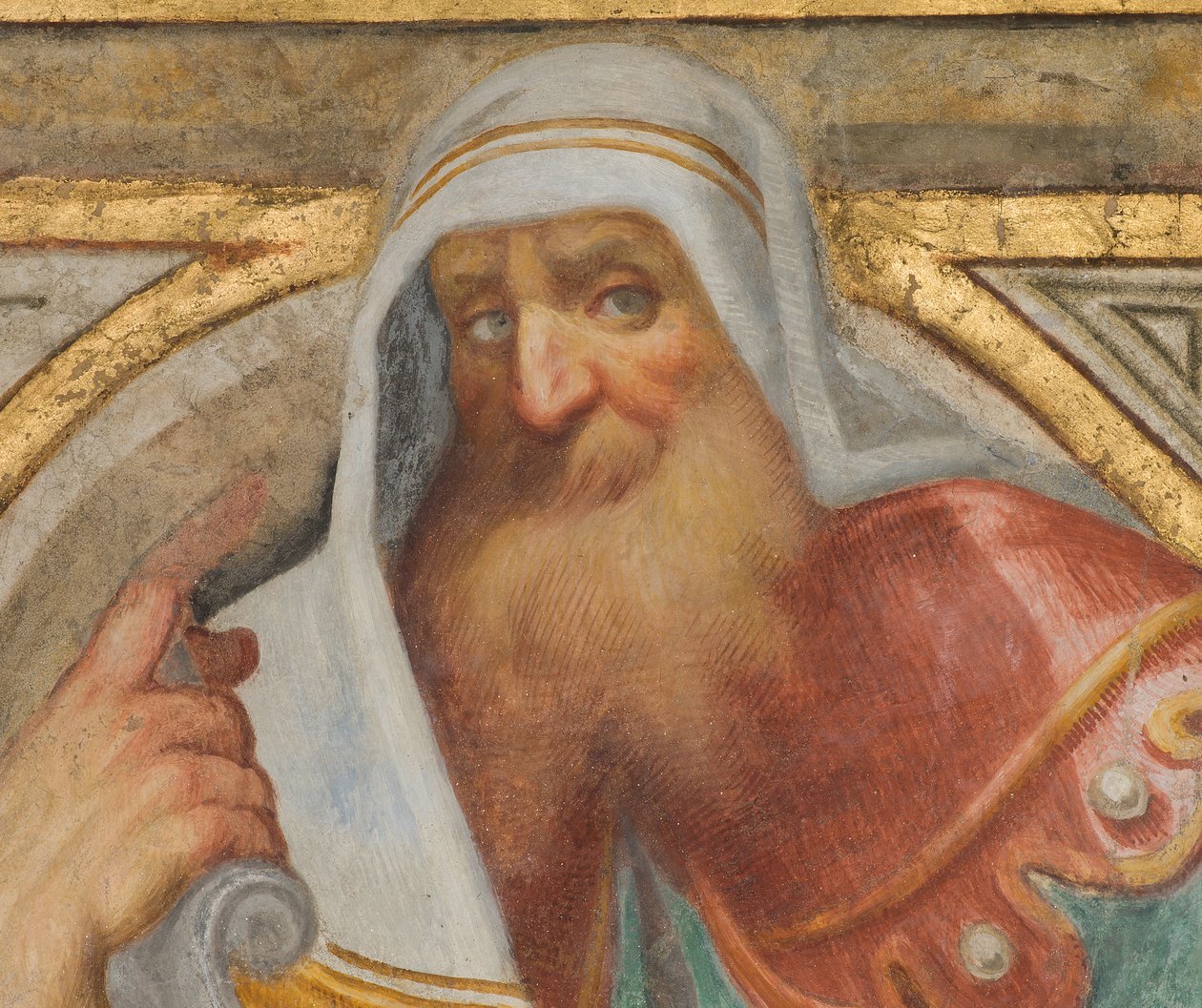 Nave Central, Pluma Fourth North Span, Vincenzo Campi 1573, Busto com Profeta, Detalhe de Vincenzo Campi