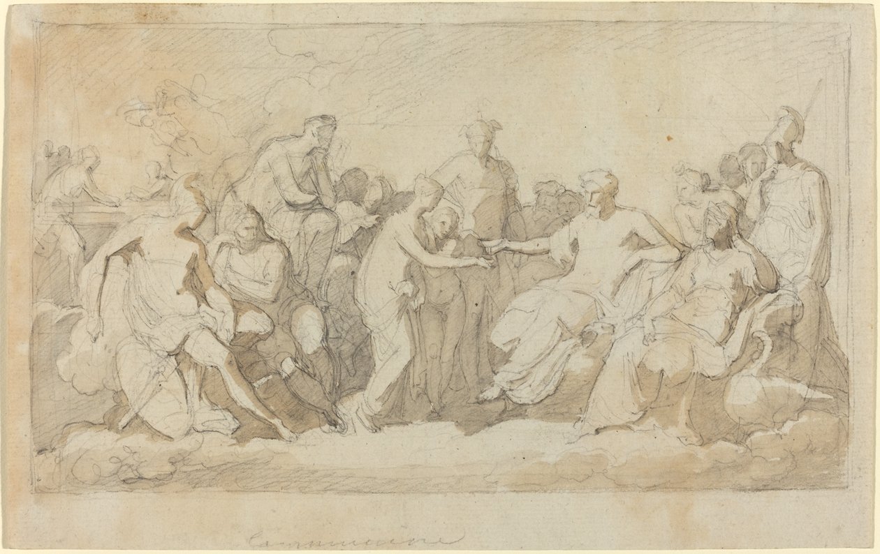 Psique Recebida no Monte Olimpo de Vincenzo Camuccini