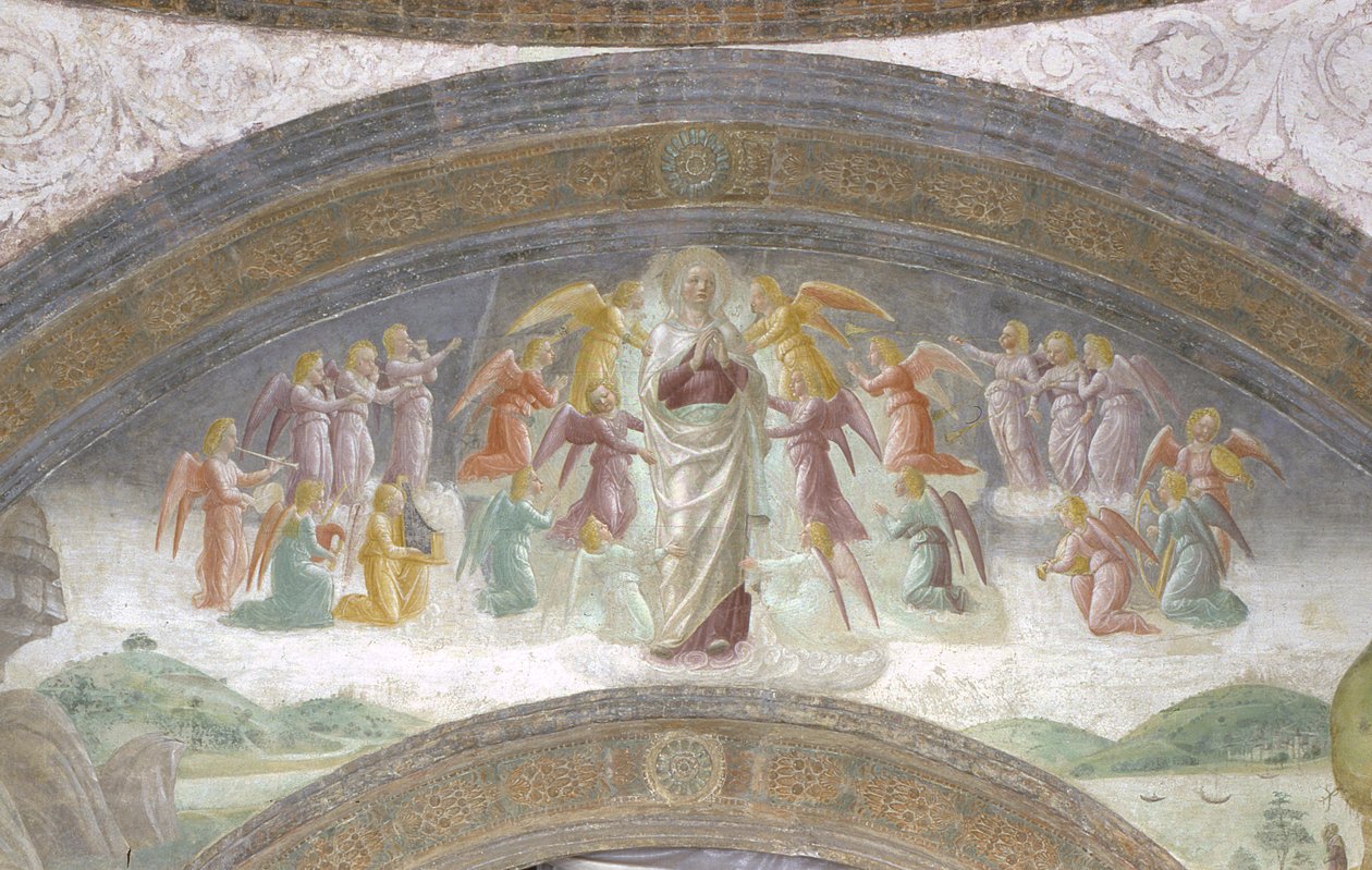 Virgem Maria e os ângulos dos músicos de Vincenzo Foppa