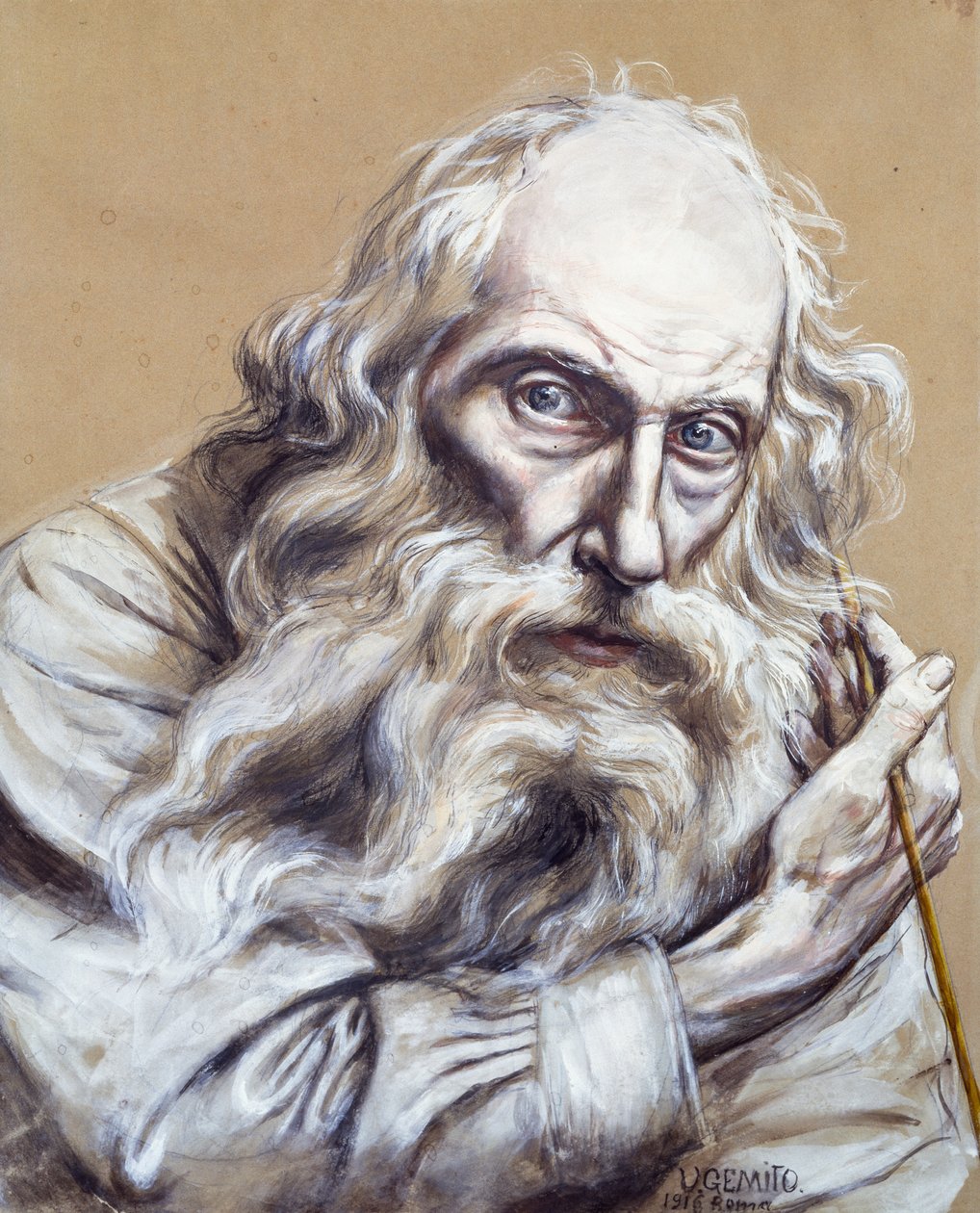 Auto-retrato, de Vincenzo Gemito (1852-1929), tempera sobre papel, 50x40 cm de Vincenzo Gemito