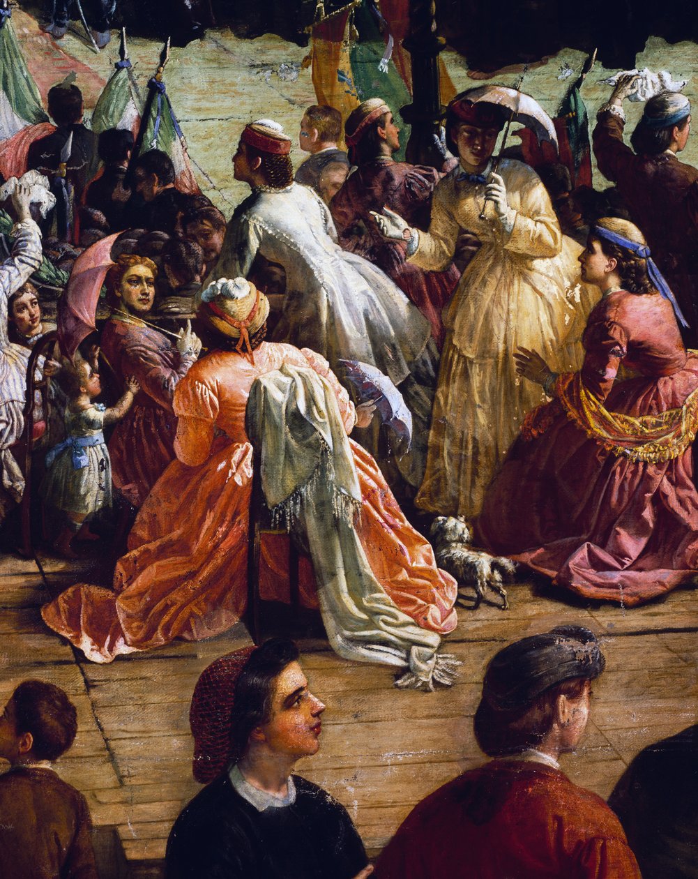 Vittorio Emanuele II na inauguração do monumento a Dante na Piazza della Signoria, em Florença, em 1865, detalhe de Vincenzo Giacomelli