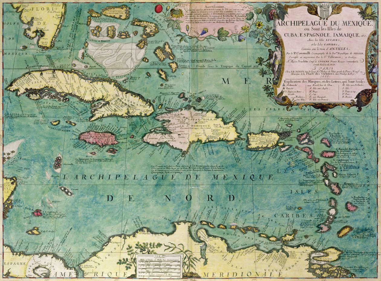 Mapa do Arquipélago Mexicano de Vincenzo Maria Coronelli