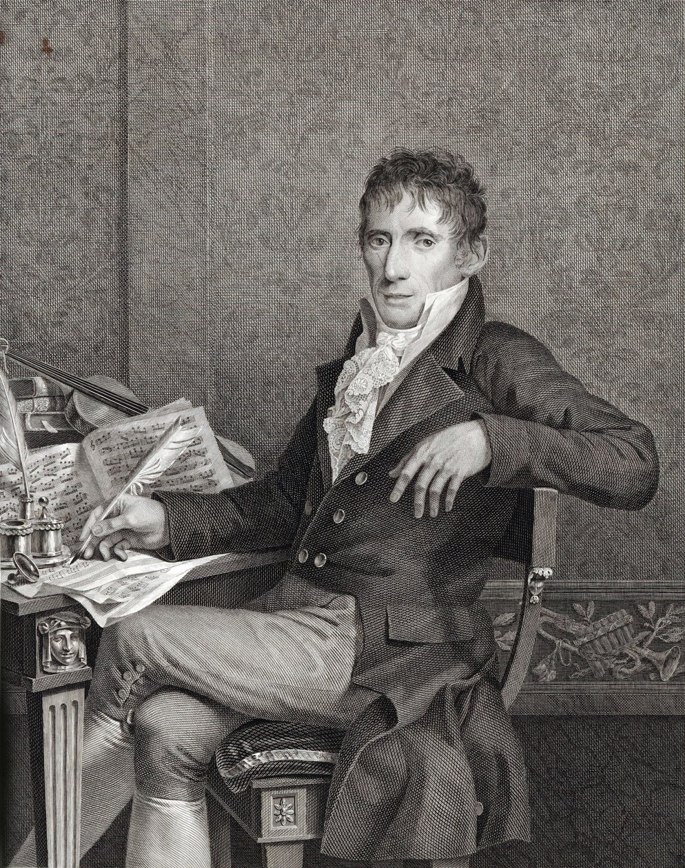 Retrato do violinista e compositor Alessandro Rolla 1757-1841 , c. 1810. de Vincenzo Raggio