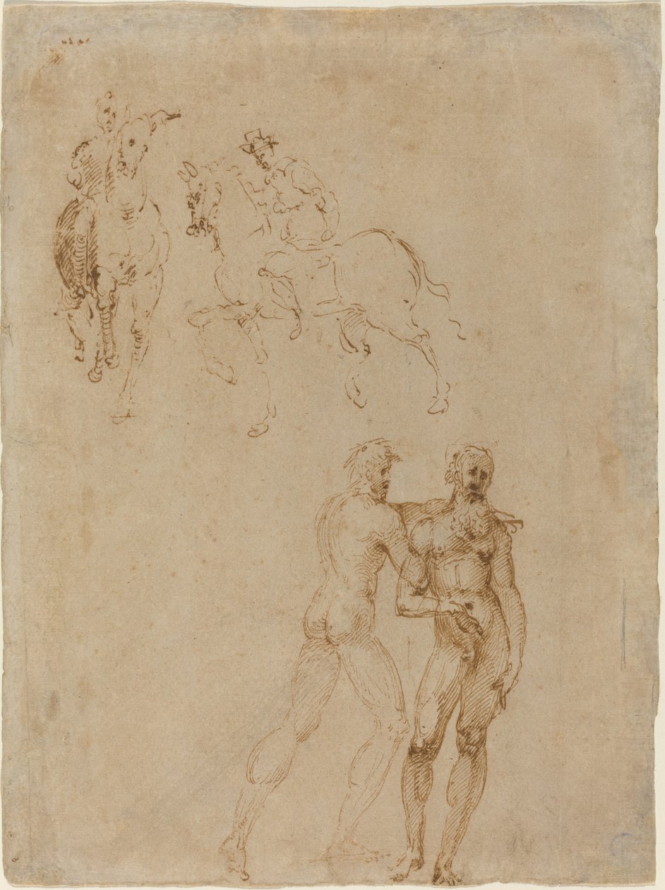Dois cavaleiros e dois nus masculinos de Vincenzo Tamagni