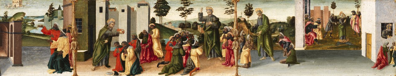História de São Tomé Apóstolo - São Tomás batiza Gundaphorus e outros episódios, 1480-1500 de Vincenzo di Antonio Frediani