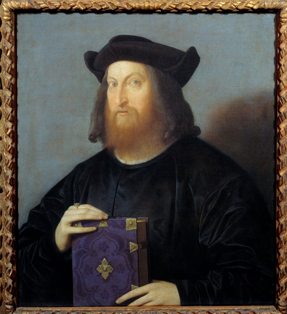 Retrato do poeta e arquiteto Giangiorgio Trissino (1478-1550). Pintura de Vincenzo Catena (1470-1531) Sol do século XV. 0,72x0,63 m - Retrato do poeta e arquitecto Giangiorgio Trissino (1478-1550). Pintura de Vincenzo Catena (1470-1531) de Vincenzo di Biagio Catena